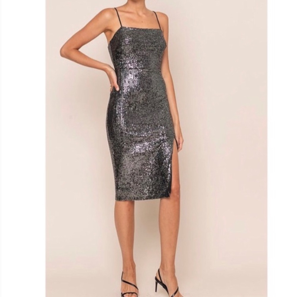 All in Favor Womens Dress Sz Medium Gun Metal Sequin Party Dress
